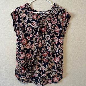 Navy blue paisley chiffon dress shirt